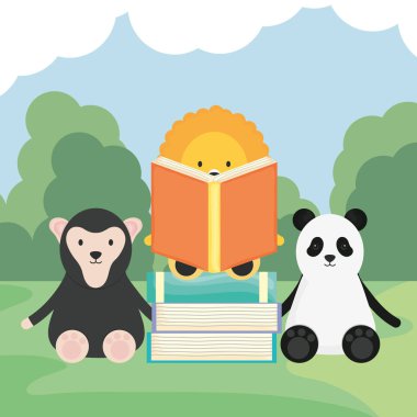 sevimli grup hayvanlar çocukça karakterler