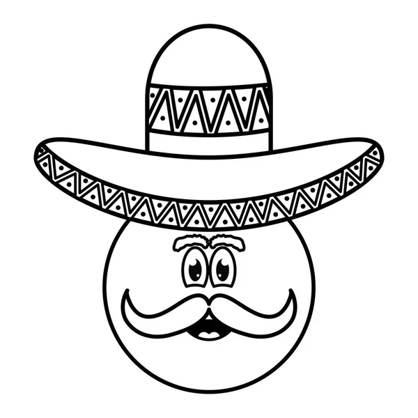 Mexican emoji character icon — Stock Vector