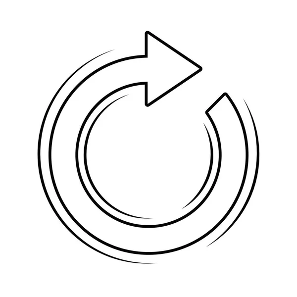 Icono de flecha redonda en blanco y negro — Vector de stock