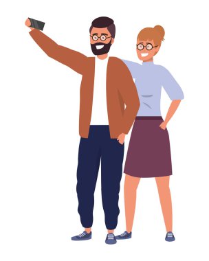 Bin yıllık çift akıllı telefon selfie çekiyor