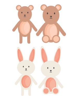 sevimli tavşan ve ayılar oyuncak doldurulmuş