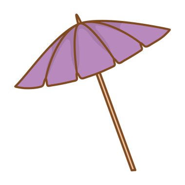 Mor şemsiye çizgi film düz tarzı
