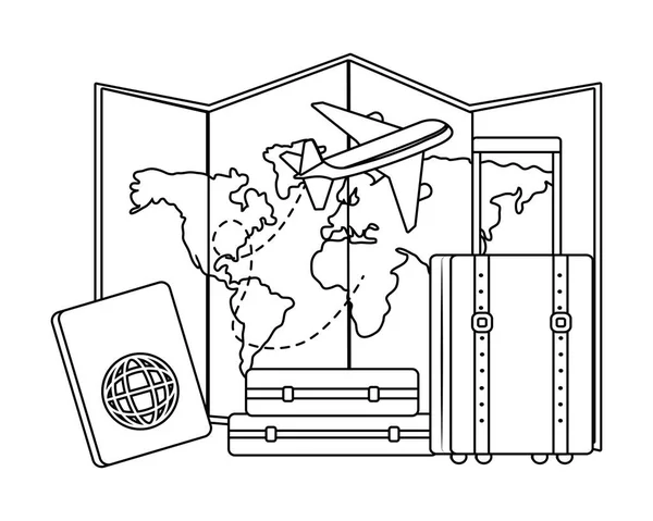 Bavul ve seyahat tasarımı — Stok Vektör