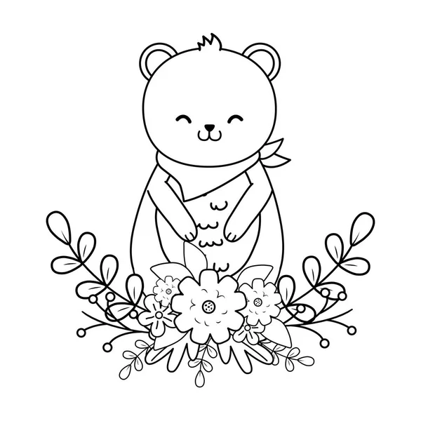 Cute bear panda woodland character — Stock Vector