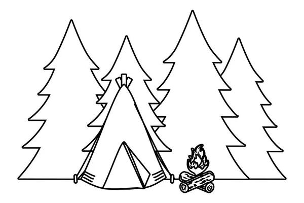 Desenhos animados acampamento ao ar livre — Vetor de Stock