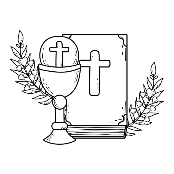 Calice sacro con Sacra Bibbia — Vettoriale Stock