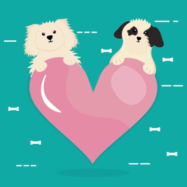 kalp ile sevimli küçük köpekler maskotlar