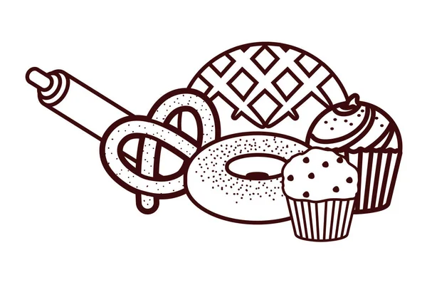 ベーカリー食品の漫画 — ストックベクタ