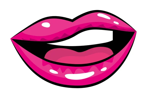 Popart komische lippen cartoon — Stockvector