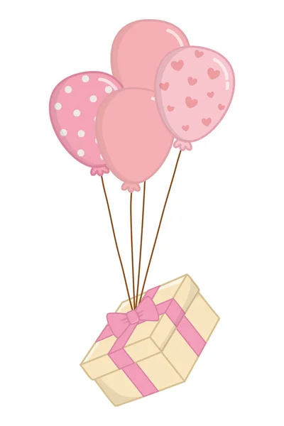 Ballon avec boîte cadeau — Image vectorielle