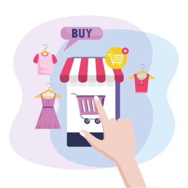 online e-ticaret satış için akıllı telefon ile el