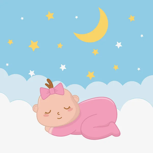 雲の上で眠る赤ちゃん — ストックベクタ