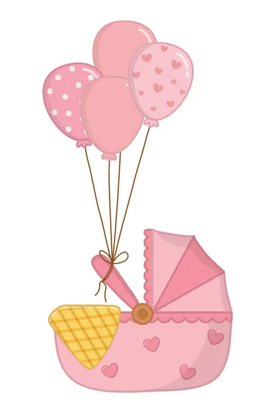 Cuna con globos — Vector de stock