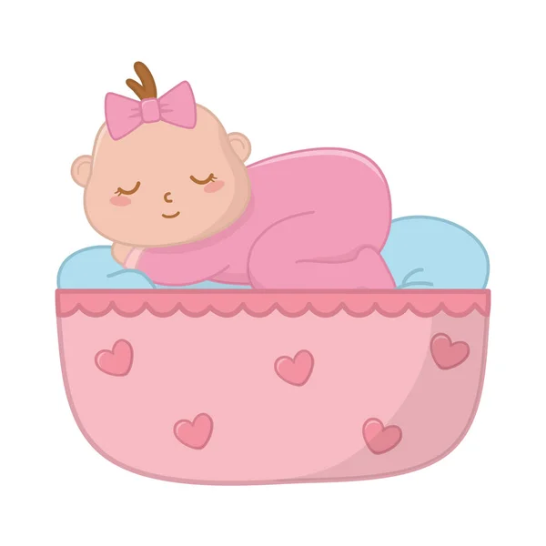 ゆりかごの中で眠っている赤ちゃん — ストックベクタ