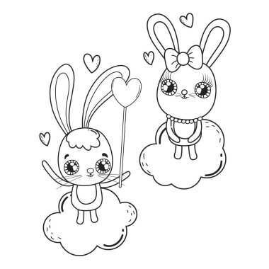 sevimli tavşan çift sevgililer günü