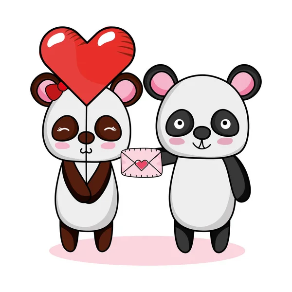 Liefde en dieren cartoons — Stockvector