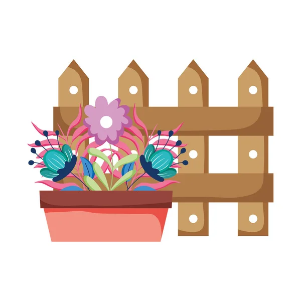 Χαριτωμένο floral φυτό σπίτι με φράχτη — Διανυσματικό Αρχείο