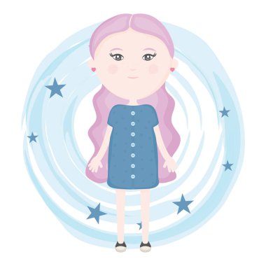 boya ve yıldız desenli sevimli küçük kız