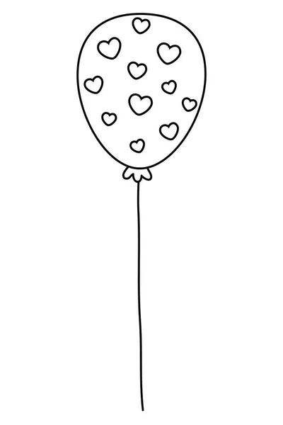 Globo decorado con corazones en blanco y negro — Vector de stock