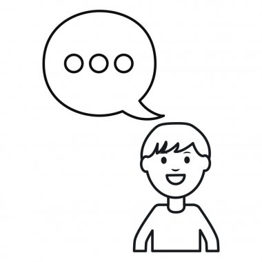 konuşma balonu avatar karakter kare çerçeve ve doğum günü elemanları vektör illustraitor ile tek renkli adam