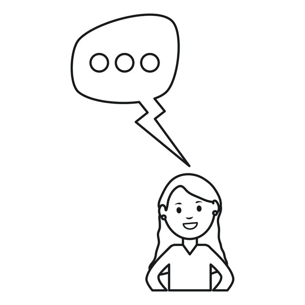 Donna monocromatica con bolle vocali avatar personaggio cornice quadrata ed elementi di compleanno vector illustraitor — Vettoriale Stock
