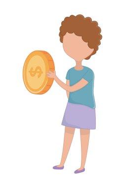 Bozuk para tasarımlı kadın
