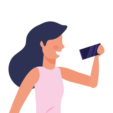 Akıllı telefon tasarımlı bir kadın.