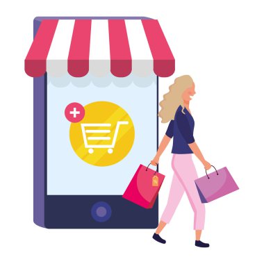 İnternetten alışveriş yapan kadın