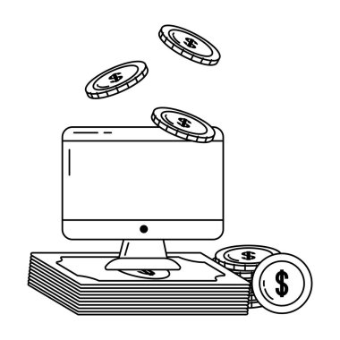 Dijital bankacılık hizmetleri online araçlar bilgisayar ekranı siyah beyaz