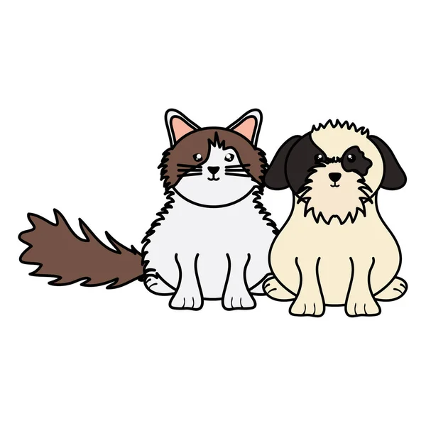 Mignon petit chat et chien mascottes — Image vectorielle