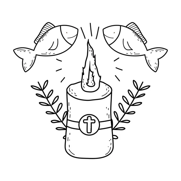 Пасхальна свічка священна з рибами — стоковий вектор