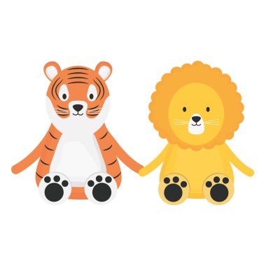 sevimli kaplan ve aslan çocuksu karakterler