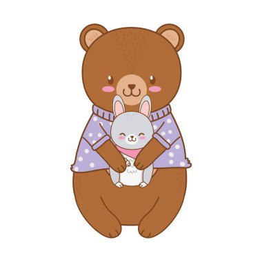 sevimli ayı ve tavşan ormanlık karakter