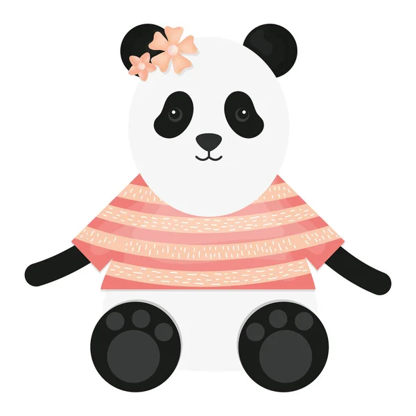 Mignon ours femelle panda caractère enfantin — Image vectorielle
