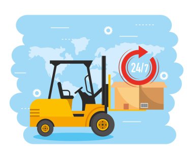 kutu paketi ve teslimat hizmeti ile forklift