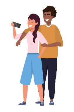 Bin yıllık çift akıllı telefon selfie çekiyor