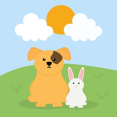 alanında sevimli küçük köpek ve kedi maskotları