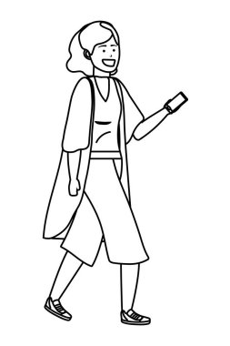 Akıllı telefon siyah beyaz kullanarak bin yıllık kişi