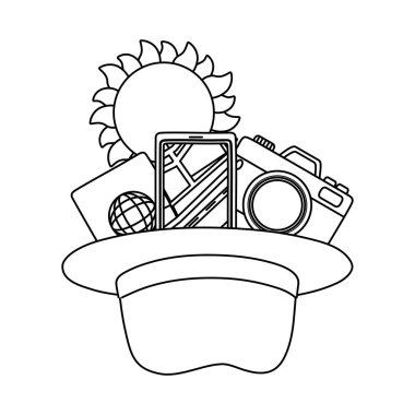 Siyah beyaz turist gezisi yaz seyahat