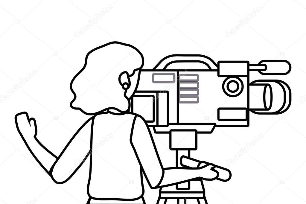 Woman holding Videocamera design