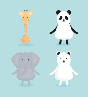 sevimli hayvanlar karakterleri grubu