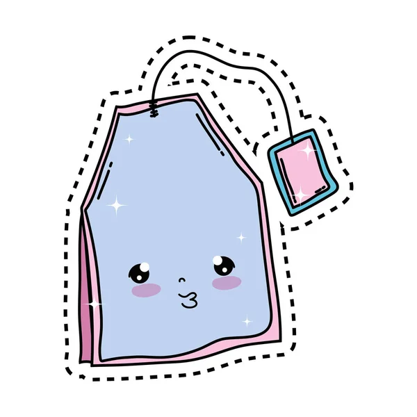 Cute tea bag kawaii character — Stock Vector