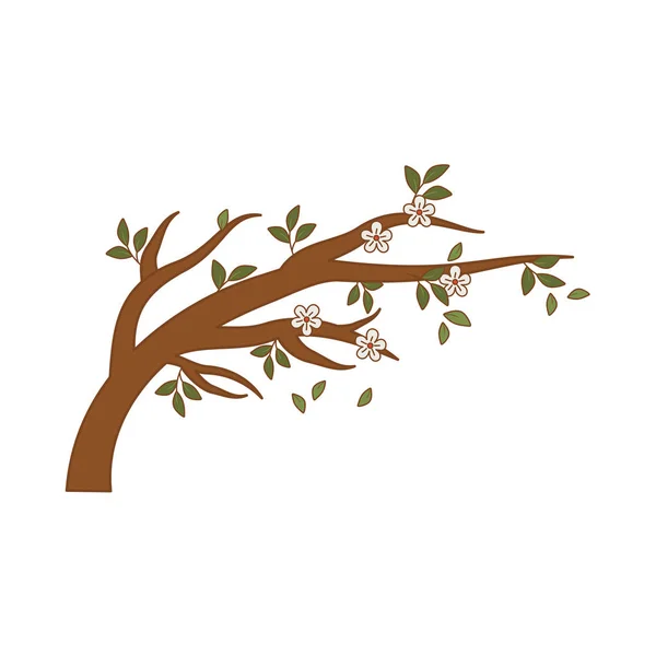 Ramo d'albero con foglie — Vettoriale Stock