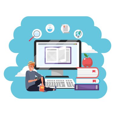 Online eğitim bin yıllık öğrenci sıçrama çerçeve