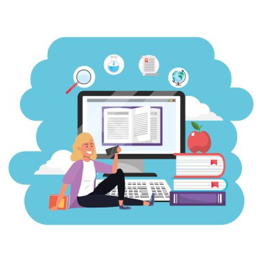 Online eğitim bin yıllık öğrenci sıçrama çerçeve