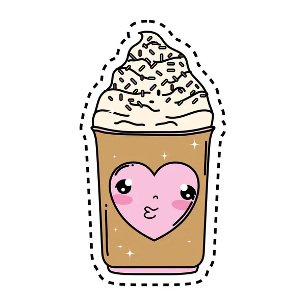 Lindo helado kawaii carácter — Vector de stock