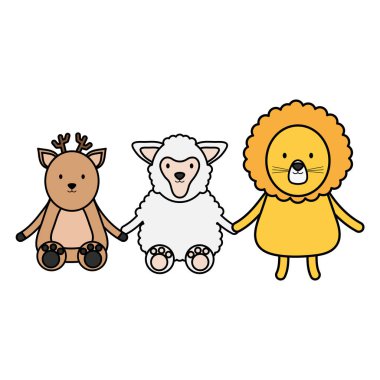 sevimli grup hayvanlar çocukça karakterler