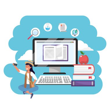 Online eğitim bin yıllık öğrenci sıçrama çerçeve