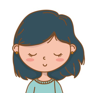 Sevimli kız karikatür şık kıyafet portre izole
