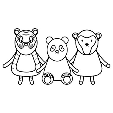 sevimli grup hayvanlar çocukça karakterler